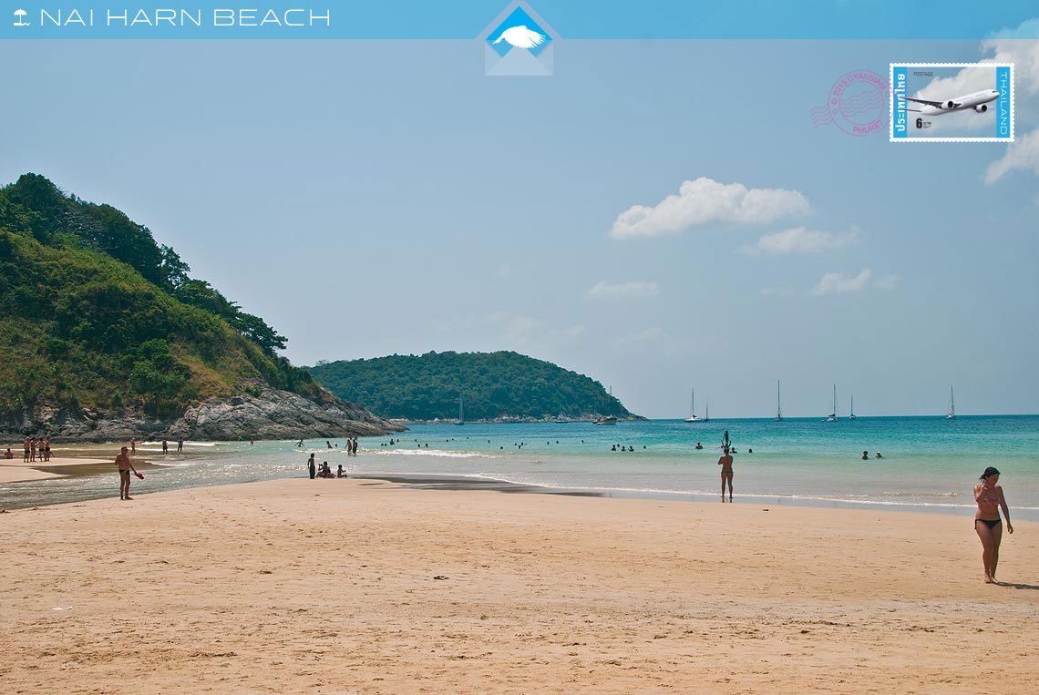 southern end of nai harn beach quiet with many holiday and rental villas nearby